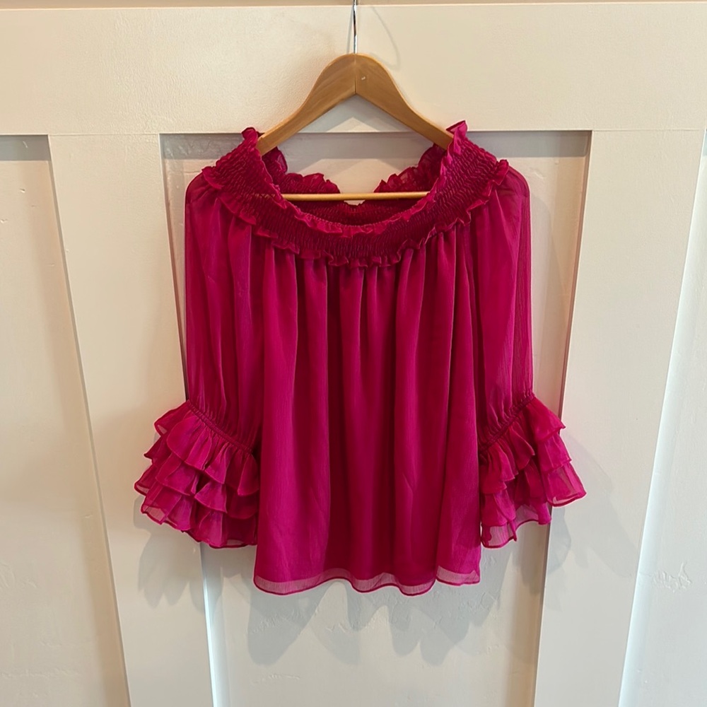 Elegant Pink Ruffled Women's Top
